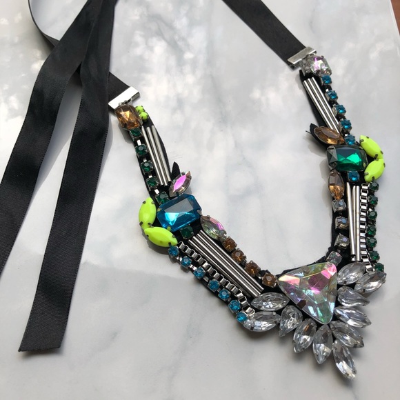 Jewelry - neon crystal hand sewn bib necklace Jewelry - neon crystal hand sewn bib necklace